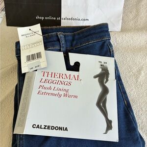 NWT Calzedonia Women's Blue Denim Thermal Leggings - soft and warm - Sz M/L